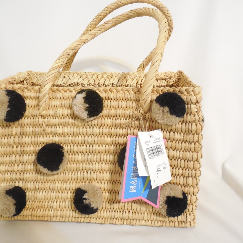 Nannacay Woven Reed Pom PomTote - Picture 3 of 9